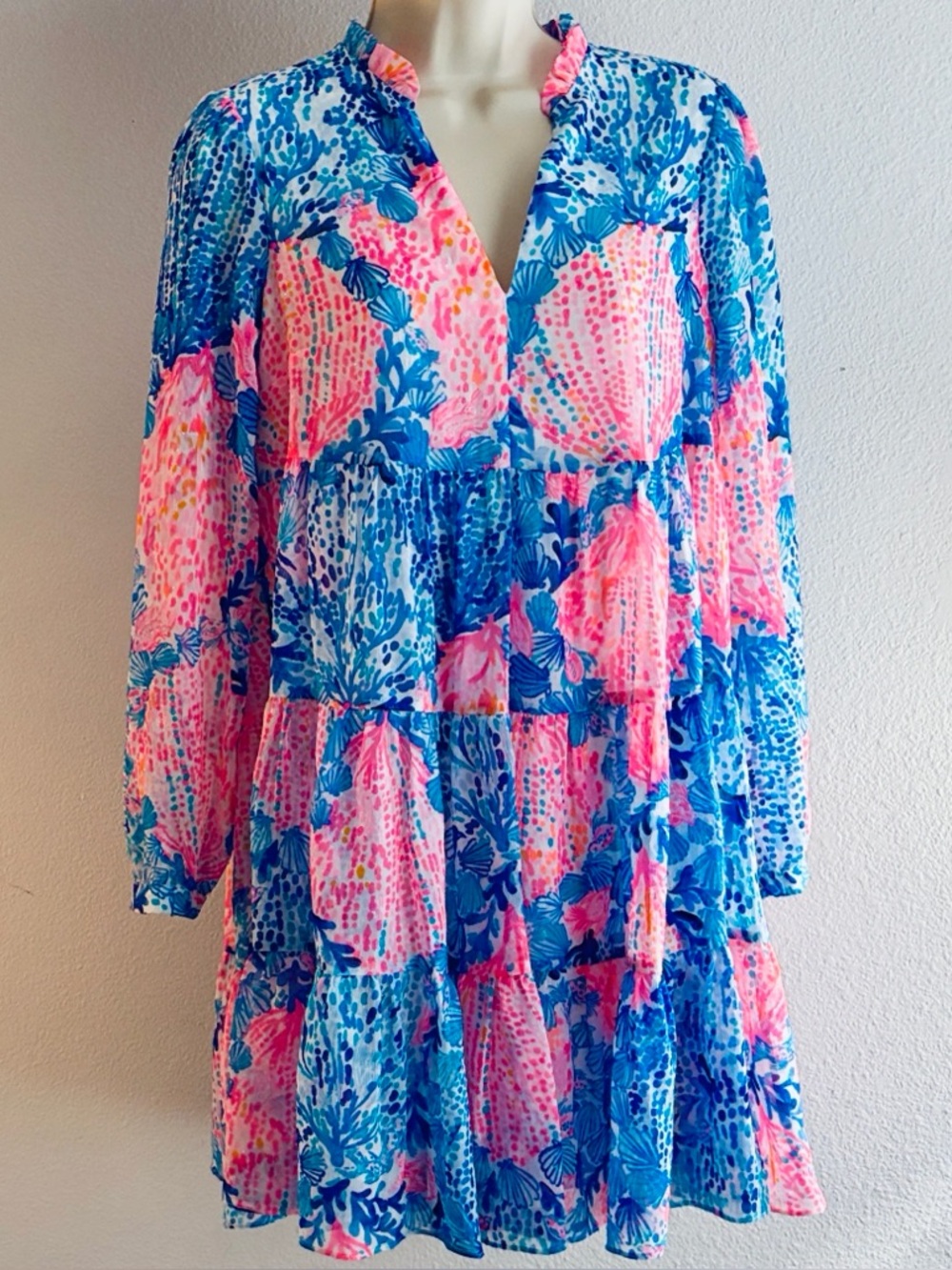 Lilly Pulitzer Sarita Coastal Sway With Me Shimmer Dress 0 babydoll beach - Picture 2 of 12
